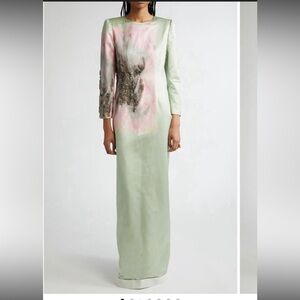 DrieS Van Noten Dalista Beaded Brushstroke Long Sleeve Dress